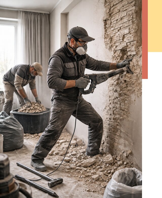 Демонтаж декоративного камня в Костроме от 1480 руб/м² — быстро и недорого | ОТДЕЛОЧНИК-Кст