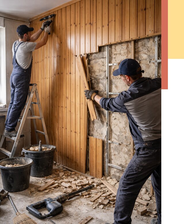 Демонтаж вагонки со стен в Костроме от 1480 руб. — снятие, удаление, срочно | ОТДЕЛОЧНИК-Кст