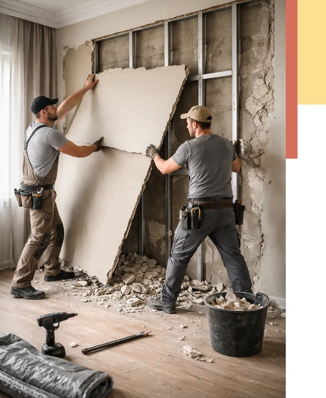 Демонтаж гипсокартона со стен в Костроме от 357 руб. — услуги демонтажа | ОТДЕЛОЧНИК-Кст