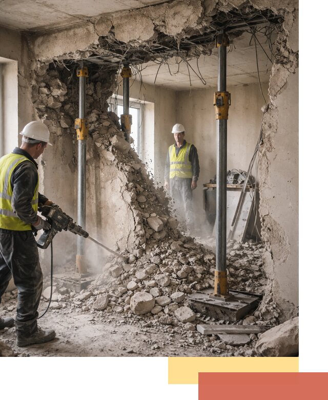 Снос несущих стен в Костроме с гарантией безопасности и качества