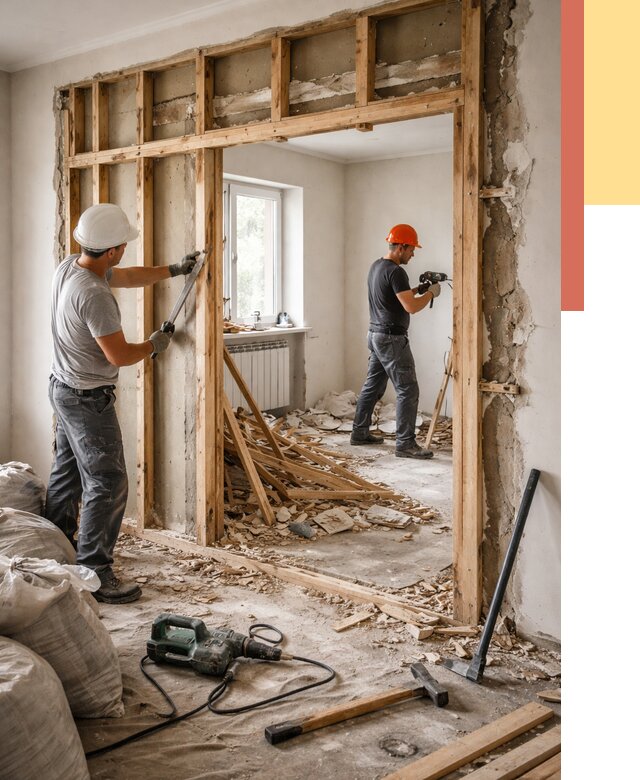 Демонтаж деревянных перегородок в Костроме от 3267 руб. — быстро и недорого | ОТДЕЛОЧНИК-Кст