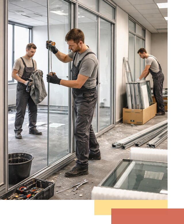 Демонтаж стеклянных перегородок в Костроме быстро и безопасно