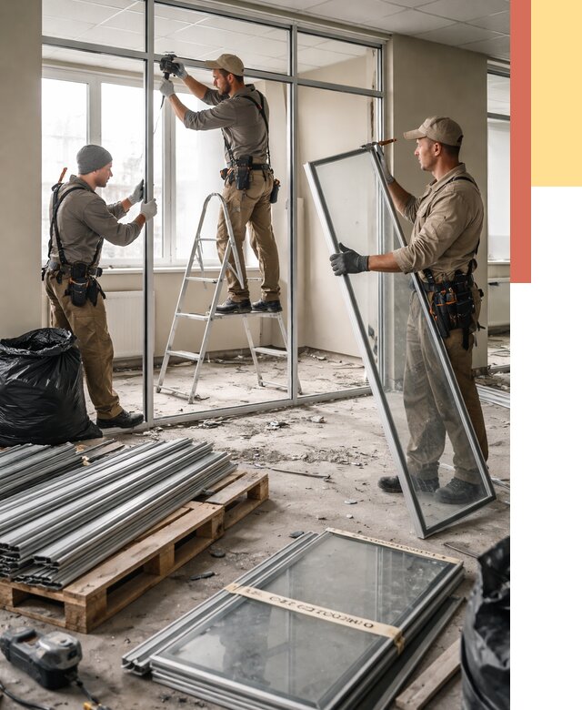 Демонтаж алюминиевых перегородок в Костроме от 4288 руб. — быстро и недорого | ОТДЕЛОЧНИК-Кст