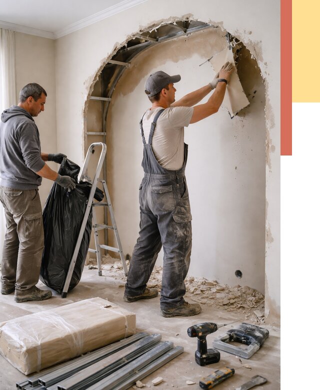 Демонтаж арки из гипсокартона в Костроме от 3573 руб. — услуги под ключ | ОТДЕЛОЧНИК-Кст