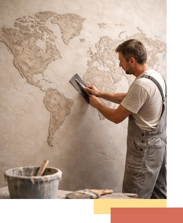 Декоративная штукатурка «Карта мира» под ключ в Костроме