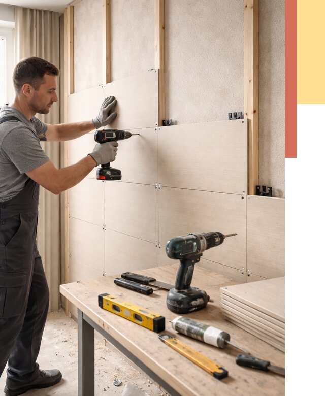 Монтаж МДФ панелей на стены в Костроме от 1276 руб. под ключ | ОТДЕЛОЧНИК-Кст