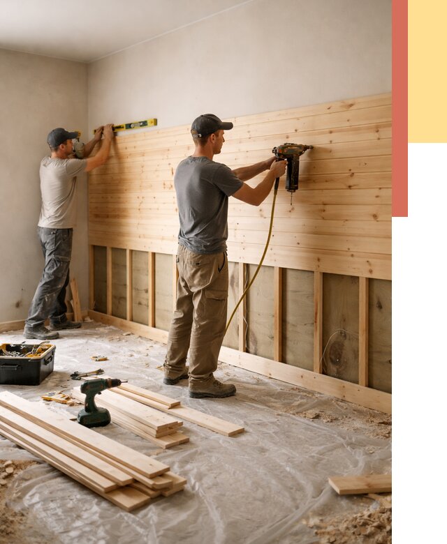 Монтаж деревянной вагонки на стены в Костроме от 7657 руб. | Услуги монтажа вагонки | ОТДЕЛОЧНИК-Кст