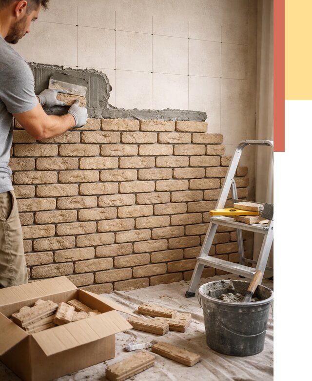 Монтаж декоративного кирпича в Костроме от 3267 руб./м² — быстро и недорого | ОТДЕЛОЧНИК-Кст