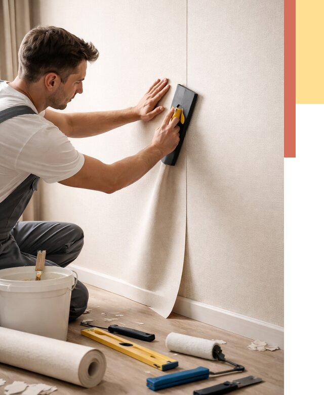 Поклейка виниловых обоев в Костроме от 4594 руб. | Быстро и недорого — ОТДЕЛОЧНИК-Кст