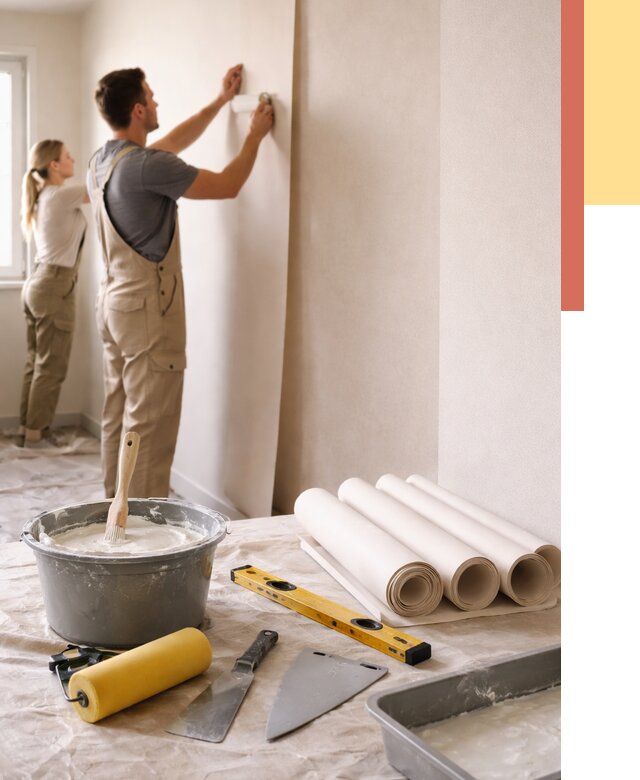 Поклейка бумажных обоев в Костроме от 5615 руб./м2 — быстро и недорого | ОТДЕЛОЧНИК-Кст