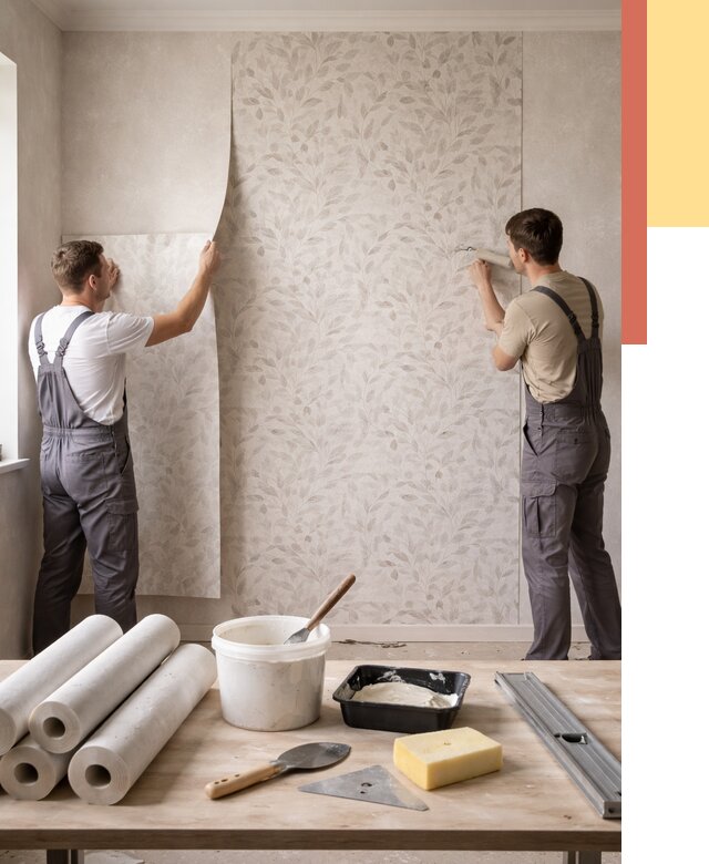 Поклейка обоев с подбором рисунка в Костроме от 3573 руб. | ОТДЕЛОЧНИК-Кст - быстро и недорого