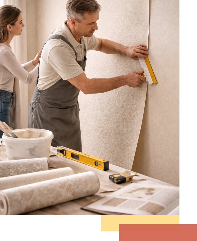 Поклейка обоев с подбором рисунка в Костроме