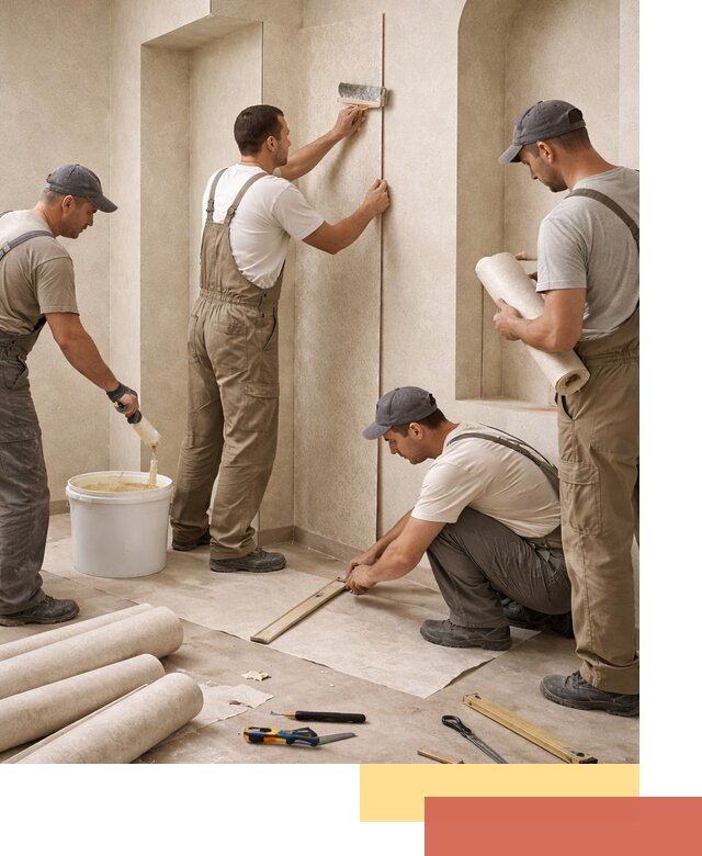 Поклейка обоев на сложные стены и неровные поверхности в Костроме