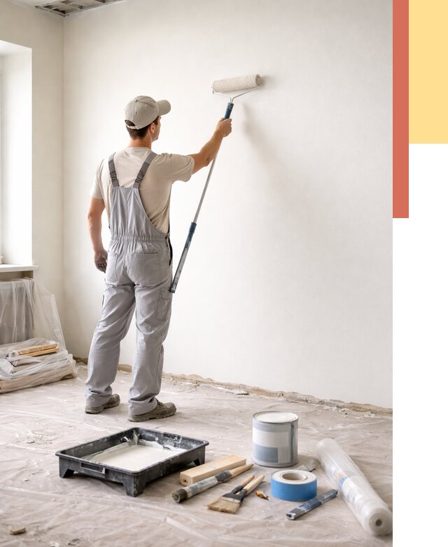 Покраска стен водоэмульсионной краской в Костроме от 459 руб. за м² | ОТДЕЛОЧНИК-Кст