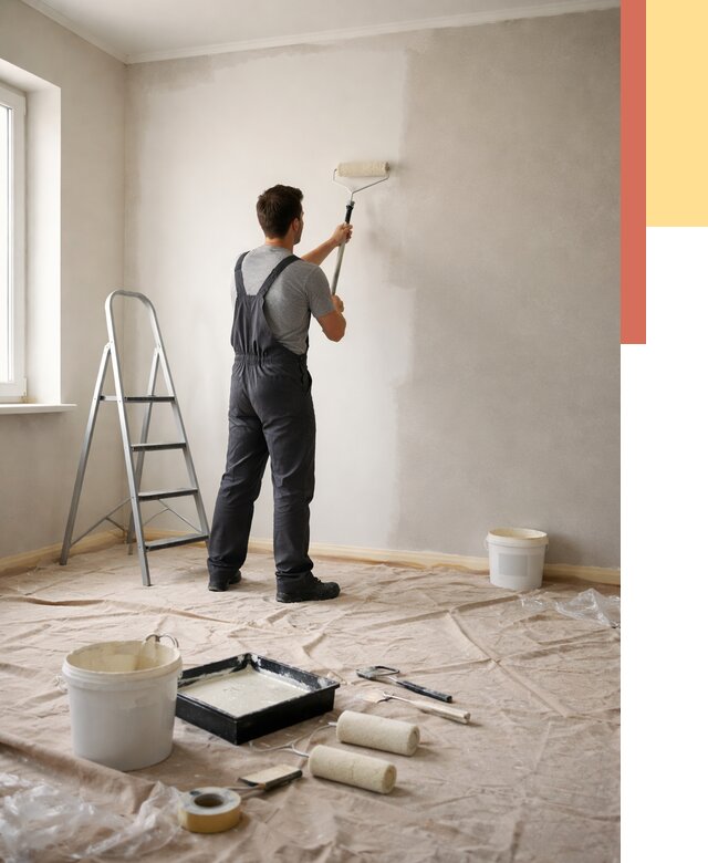 Покраска стен моющейся краской в Костроме от 357 руб./м² — быстро и недорого | ОТДЕЛОЧНИК-Кст