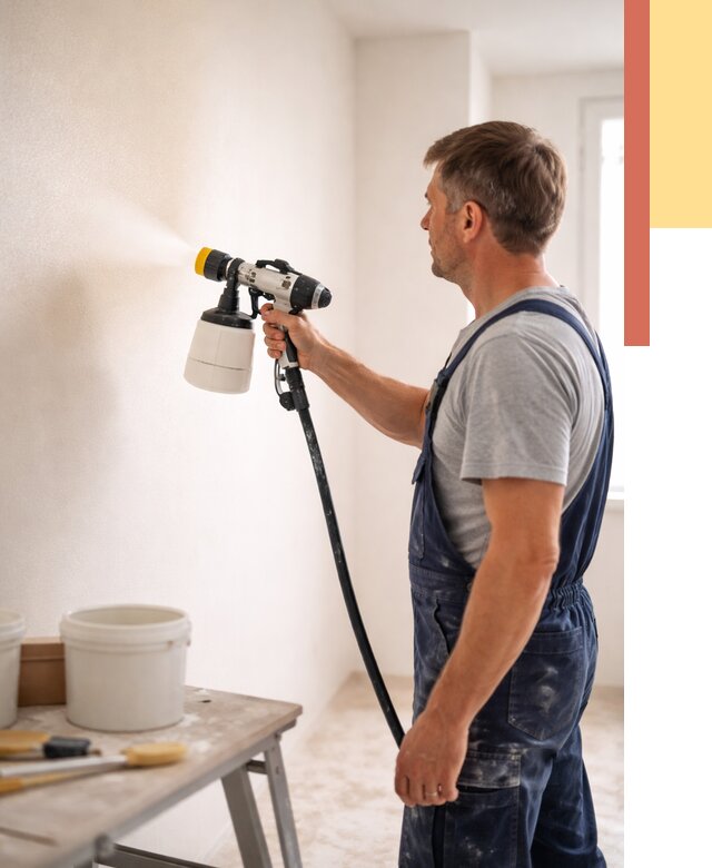 Покраска стен краскопультом в Костроме от 7657 руб. — механизированная покраска | ОТДЕЛОЧНИК-Кст