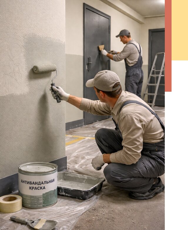 Покраска стен антивандальной краской в Костроме от 4594 руб./м² под ключ | ОТДЕЛОЧНИК-Кст
