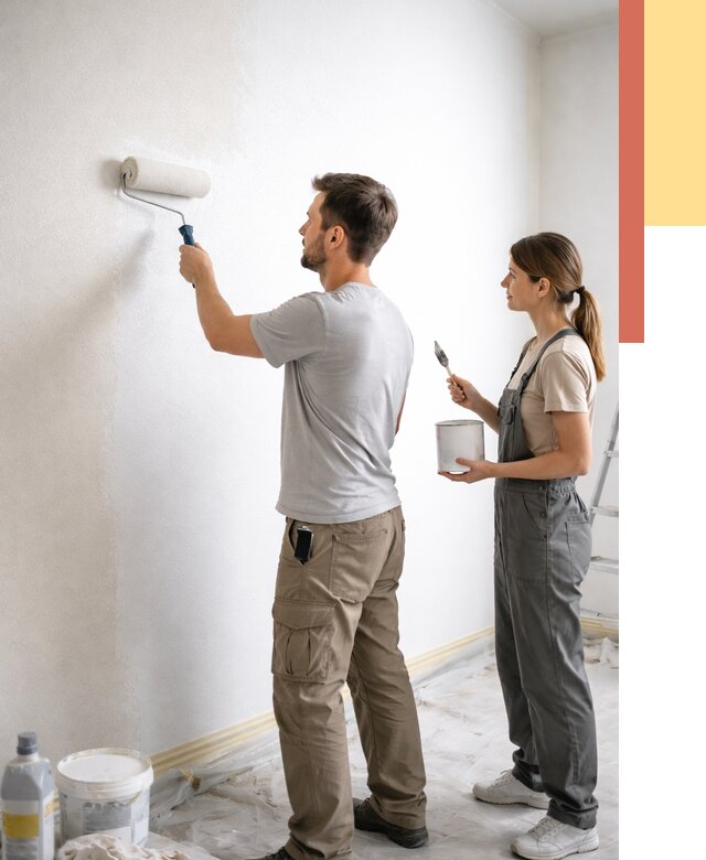 Окраска стен по стеклохолсту в Костроме от 4594 руб/м² под ключ | ОТДЕЛОЧНИК-Кст