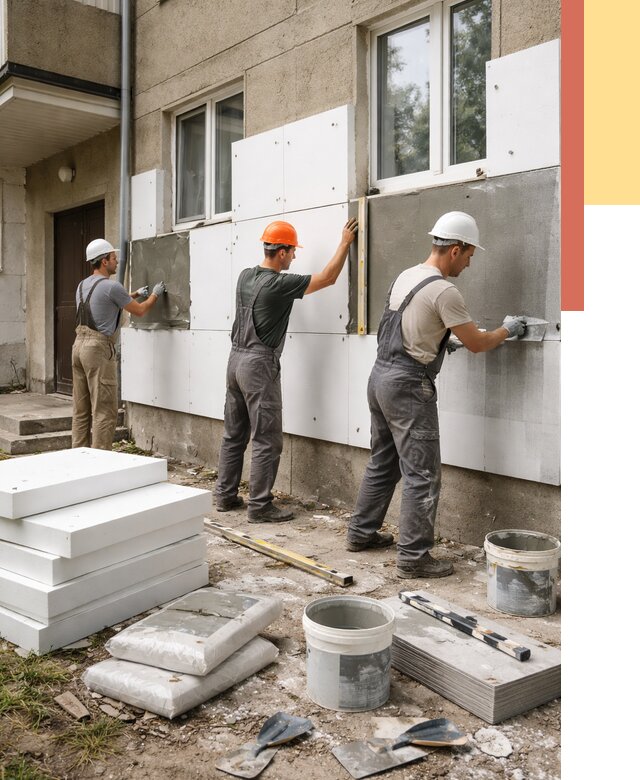 Утепление стен пенопластом в Костроме от 1787 руб. — недорого и под ключ | ОТДЕЛОЧНИК-Кст