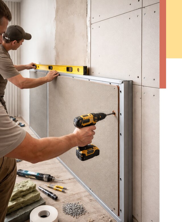 Шумоизоляция стен панелями ЗИПС в Костроме от 2246 руб./м² под ключ | ОТДЕЛОЧНИК-Кст