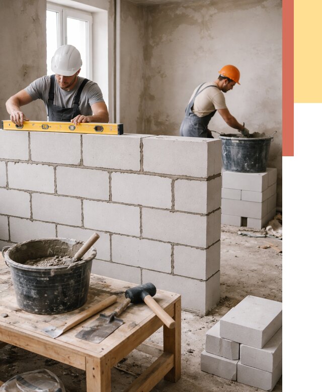 Кладка перегородок из газобетона в Костроме от 3267 руб. под ключ | ОТДЕЛОЧНИК-Кст