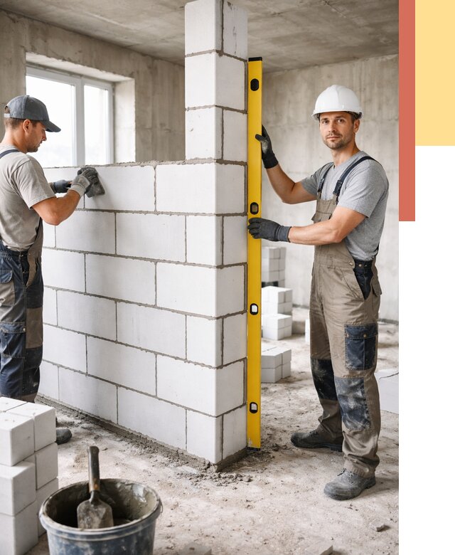 Кладка перегородок из пеноблока в Костроме от 1838 руб. под ключ | ОТДЕЛОЧНИК-Кст