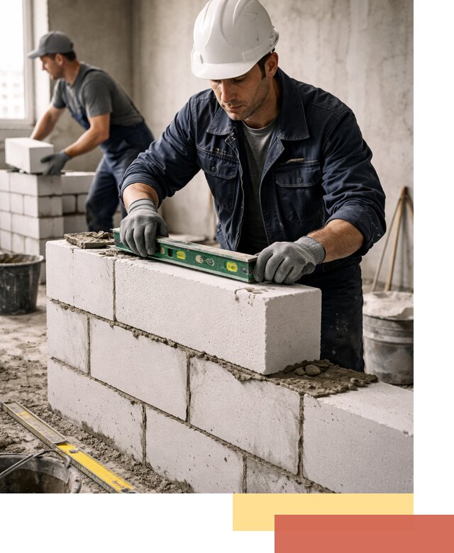 Кладка перегородок из пеноблока под ключ в Костроме