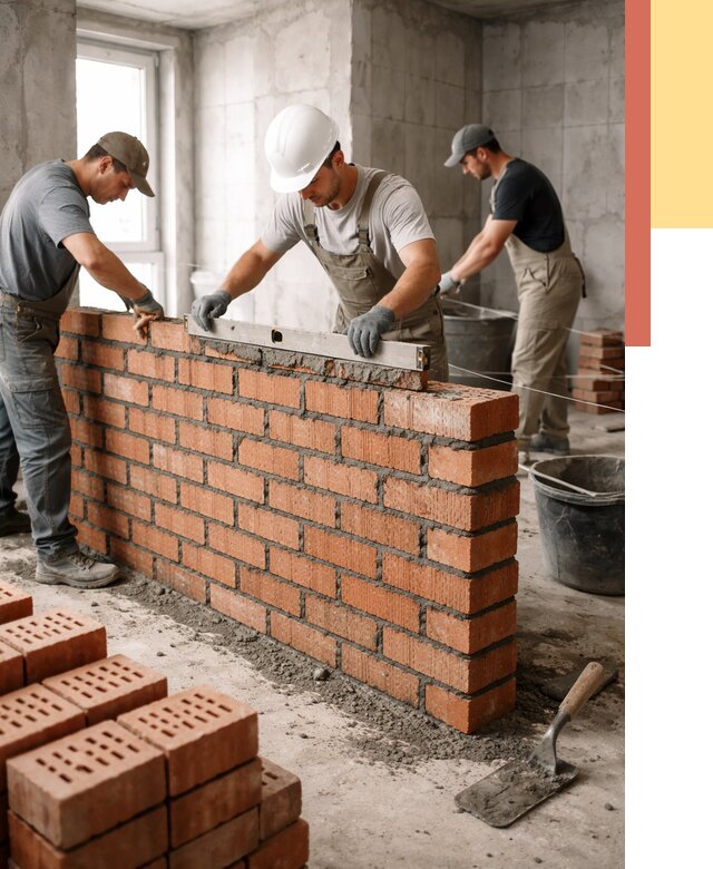 Кладка перегородок из кирпича в Костроме от 3573 руб. за м² | ОТДЕЛОЧНИК-Кст
