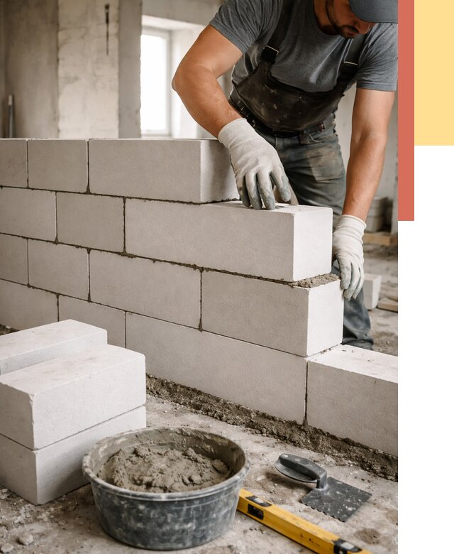 Кладка перегородок из силикатного блока в Костроме от 4084 руб. под ключ | ОТДЕЛОЧНИК-Кст