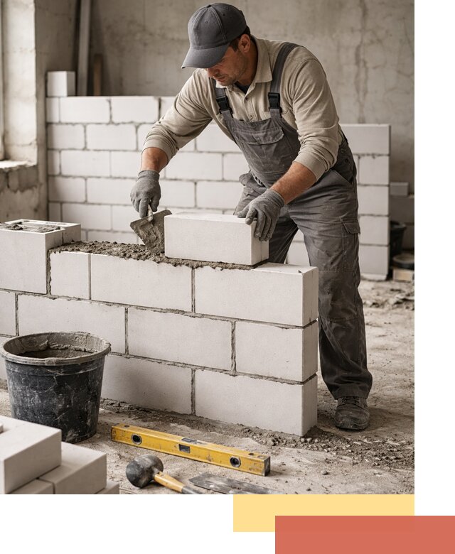 Кладка перегородок из силикатного блока в Костроме