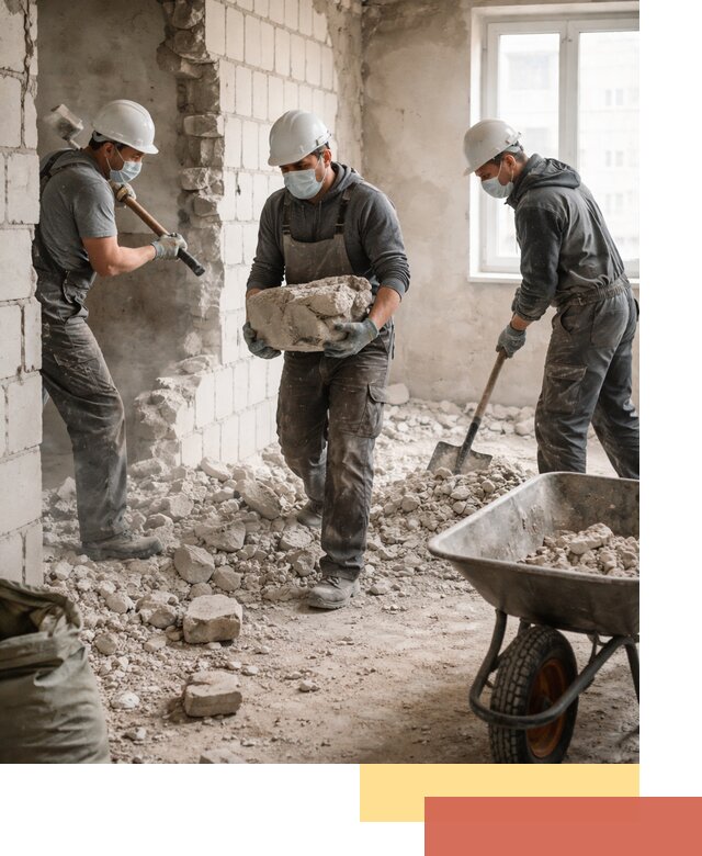 Демонтаж блочных перегородок в Костроме быстро и аккуратно