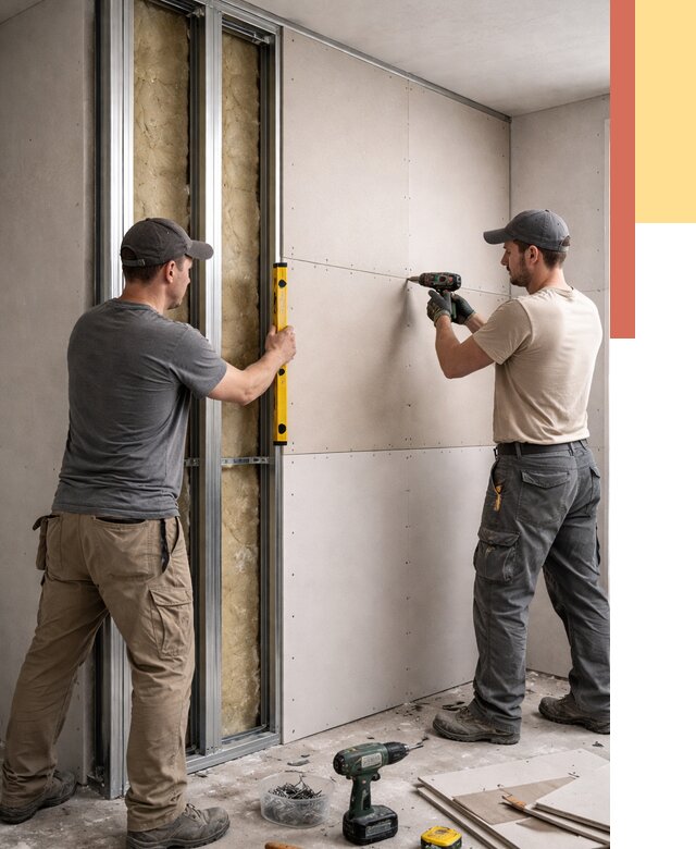 Монтаж двухслойной перегородки из гипсокартона в Костроме от 1480 руб. | ОТДЕЛОЧНИК-Кст