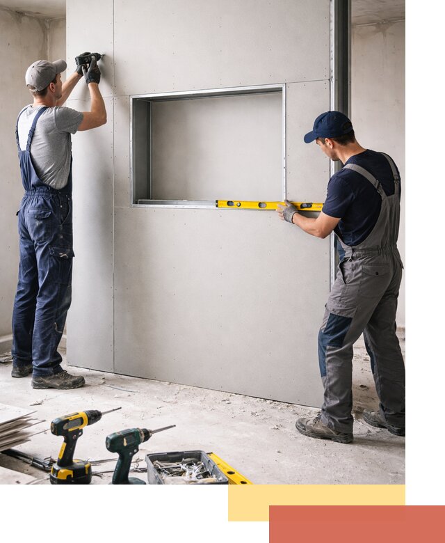 Перегородка из гипсокартона с нишей под декор в Костроме