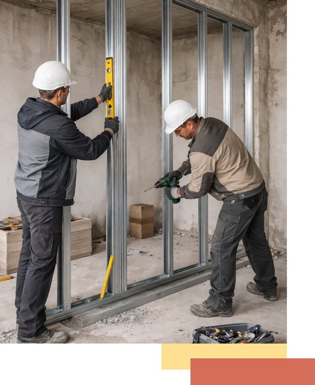 Монтаж каркаса перегородки из профиля в Костроме