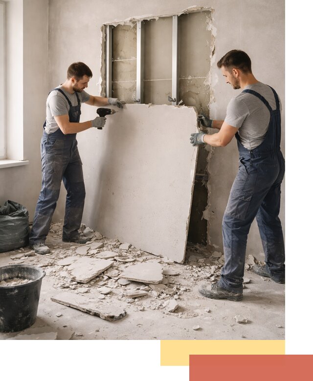 Демонтаж перегородки из гипсокартона в Костроме быстрый и аккуратный