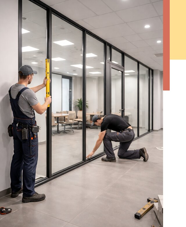 Каркасные стеклянные перегородки в Костроме под ключ от 9392 руб. | ОТДЕЛОЧНИК-Кст