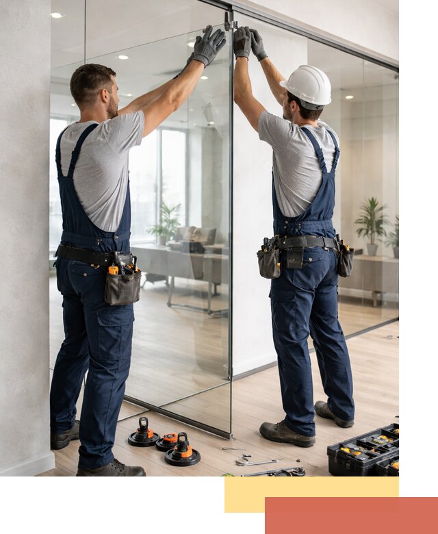 Безрамные стеклянные перегородки под ключ в Костроме