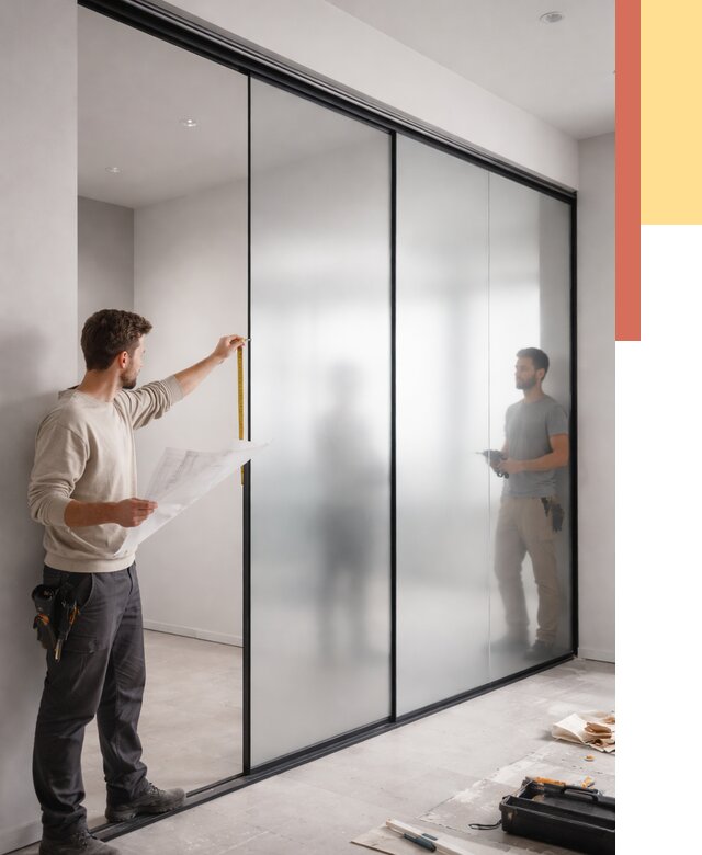 Матовые стеклянные перегородки в Костроме от 8678 руб. — монтаж и установка | ОТДЕЛОЧНИК-Кст