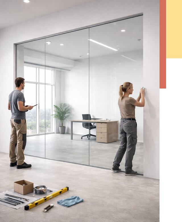 Перегородки из закаленного стекла в Костроме от 9699 руб. под ключ | ОТДЕЛОЧНИК-Кст