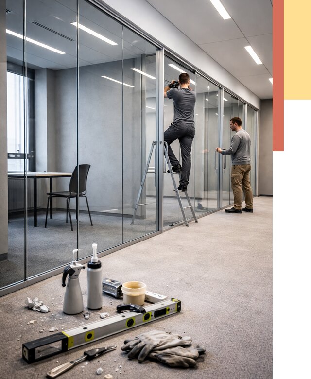 Стеклянные офисные перегородки в Костроме от 8678 руб. — монтаж и установка | ОТДЕЛОЧНИК-Кст