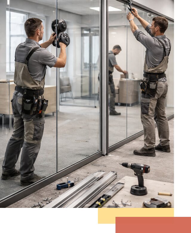 Стеклянные офисные перегородки под ключ в Костроме