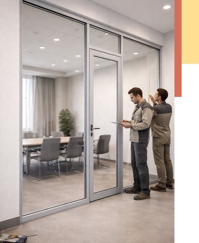 Установка и монтаж алюминиевых перегородок со стеклом в Костроме от 8371 руб. | ОТДЕЛОЧНИК-Кст