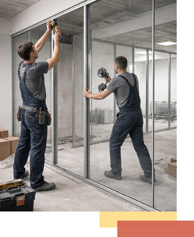 Алюминиевые перегородки со стеклом в Костроме — изготовление и монтаж