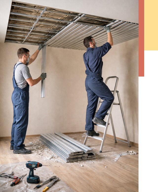 Демонтаж реечного потолка в Костроме от 4594 руб. быстро и недорого | ОТДЕЛОЧНИК-Кст