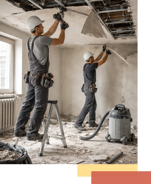 Демонтаж гипсокартонного потолка в Костроме быстро и аккуратно