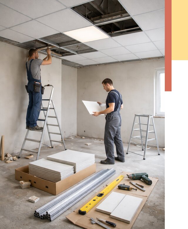 Монтаж потолка армстронг в Костроме от 4594 руб/м2 — быстрая установка под ключ | ОТДЕЛОЧНИК-Кст