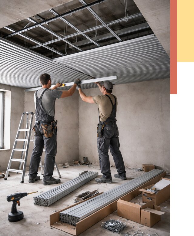 Монтаж реечного потолка в Костроме от 4594 руб. под ключ | ОТДЕЛОЧНИК-Кст