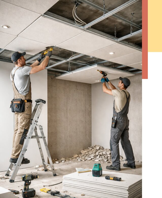 Монтаж акустического потолка в Костроме от 6636 руб/м2 — быстро и недорого | ОТДЕЛОЧНИК-Кст