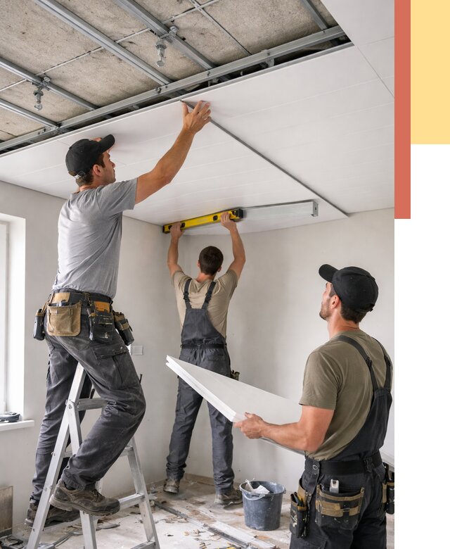 Монтаж потолка из ПВХ панелей в Костроме от 3573 руб./м2 — быстро и недорого | ОТДЕЛОЧНИК-Кст