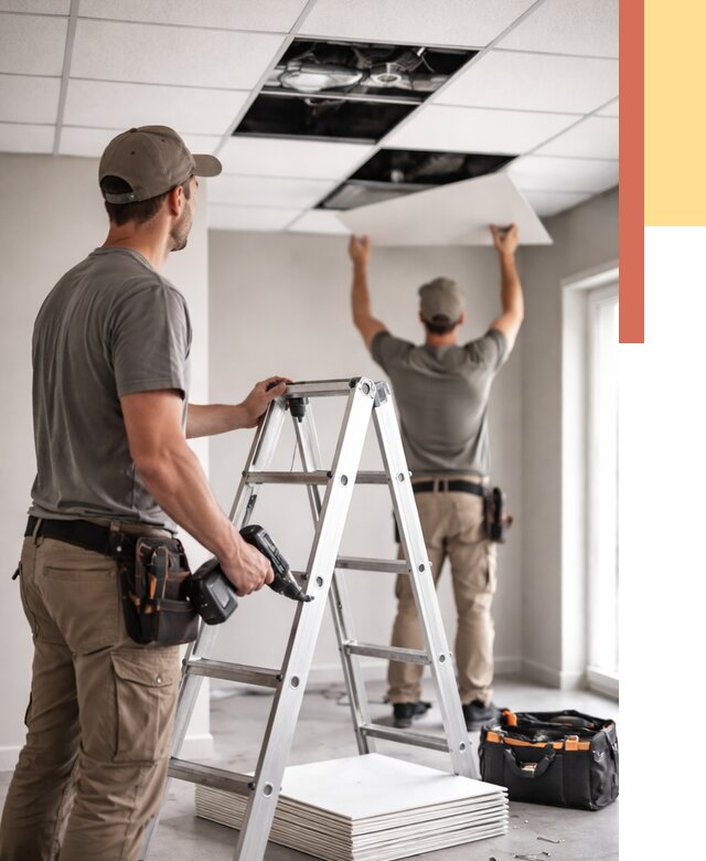 Обслуживание подвесного потолка в Костроме от 3573 руб. — быстро и недорого | ОТДЕЛОЧНИК-Кст